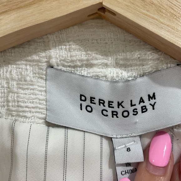 NWT 10 Derek Lam 10 Crosby x Anthropologie Bayle Embroidered Tweed Jacket Cream - Picture 12 of 15